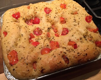 Sweet Pepper and Tomato Focaccia Bread
