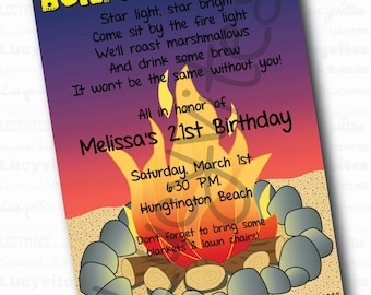 Beach Bonfire Invite Etsy