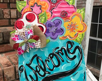 Mason Jar Flower Spring Summer Door Hanger