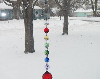 Rainbow Crystal Prism Suncatcher; Rear View Mirror Car Charm; Chakra Decoration; Hanging Garden Art or Window Decor #5