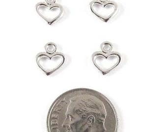 TierraCast Pewter Charms-Rhodium Silver Open Heart (4)