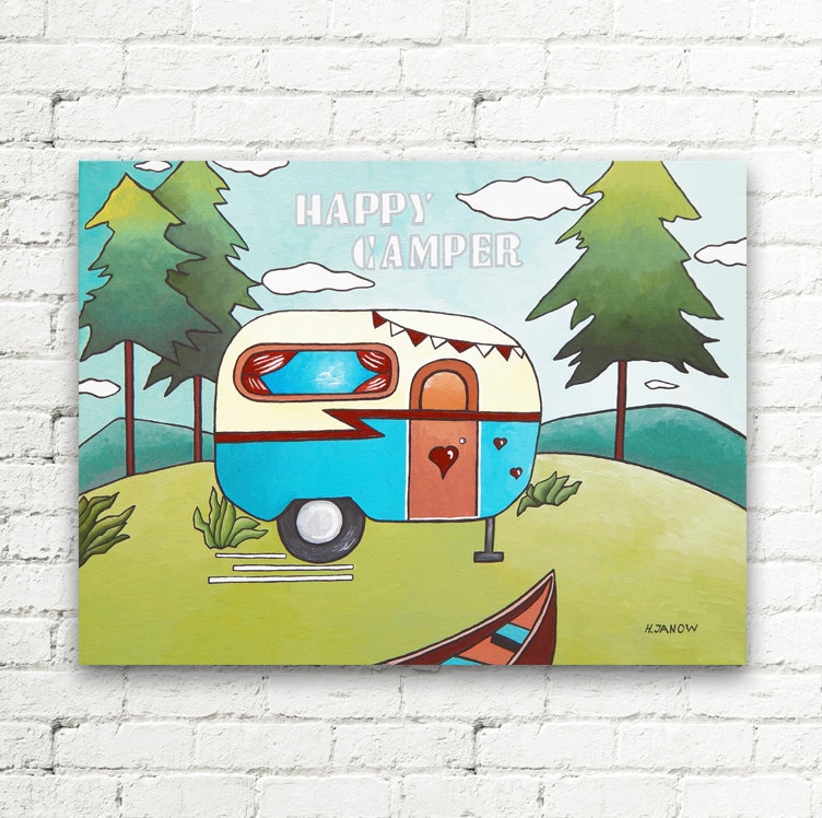 RV Decor Camper Art Happy Camper Sign Nursery Wall Art