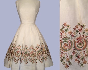 Open back 1950's Embroidered Dress/ Party Dress / Rockabilly / Bombshell VLV