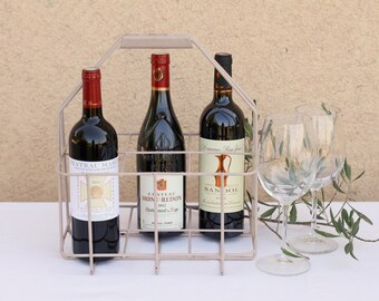 French vintage bottle carrier