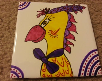 Mosaic Tile Crazy PARROT Hand painted Ceramic Mosaic Tiles Mosaic Supplies Mosaic Pieces