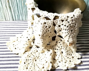 Vintage Hand Crochet Cotton Doily, Shabby Cottage, Arts Crafts Collage Project, Vintage Ephemera, Crochet Doily