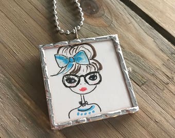 Hand-drawn Cartoon Silver Soldered Necklace