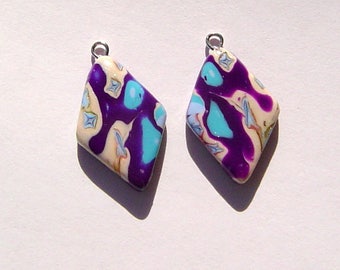 Diamond Delight Charms Handmade Artisan Polymer Clay Charm Pair