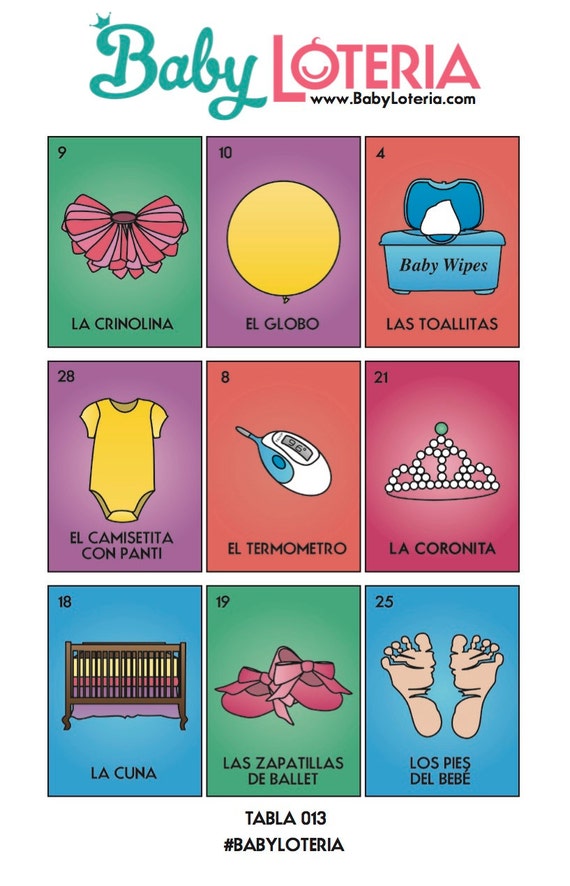 Loteria para baby shower imprimible