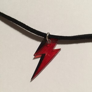 Bowie Inspired Lightning Bolt Choker - Hand Drawn Plastic Charm