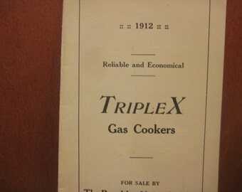 Triples Gas Cooker Original Vintage Brochure, 1912, RARE