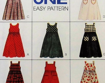 Girl's Jumper Dress Sewing Pattern UNCUT McCalls 7788 Sizes 7-10