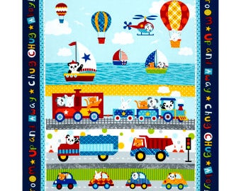 36"x44" PANEL From Studio E Fabric's Off We Go Collection by Laura Stone