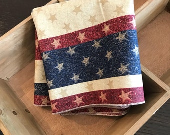 Patriotic Napkins | 4th of July Napkins | Red White Blue Stripe | Picnic Table | Patriotic Home Decor | Patriotic Table Decor | Linens Home