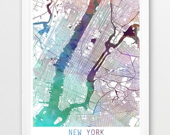 new york city urban map poster new york street map print purple aqua blue