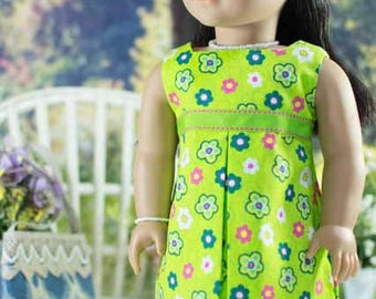 18 Inch Doll DRESS in Lime Green with JEWELRY and SANDALS Option for Doll like American Girl
