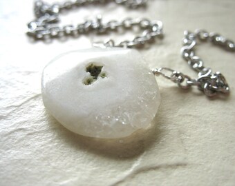 Solar Quartz Necklace, Quartz Gemstone Pendant Chain Strand Necklace , handmade artisan Gemstone Jewelry, Quartz Necklace, Solar Quartz