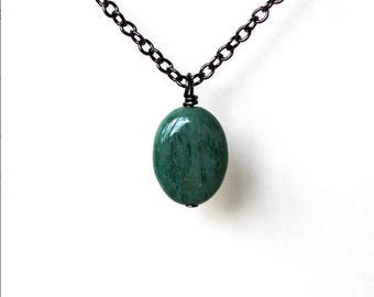 Single sea agate stone boho earthy simple casual minimalist necklace