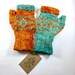 Upcycled fingerless mittens - using recycled wool, hand dyed, fairisle - unisex medium to large size
