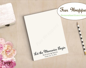 Wedding Notepad Favour - Let the Memories Begin Custom Personalized Note Pad with Names Date Message
