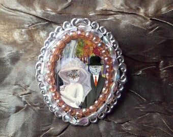 Large baroque or Medallion with cat brooch: made for the other