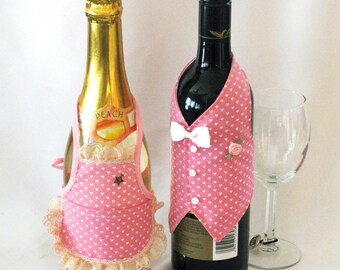 Wine Jacket Host & Hostess in pink heart print