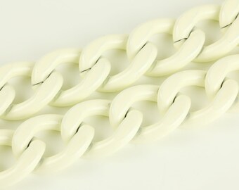 3ft Ivory Chain, Chunky Chain, Twisted Curb Chain, Aluminum Chain, 20x25mm, CB002.IV