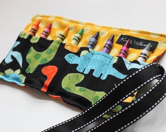 Crayon Roll-Dinosaurs-Crayon Holder-Valentines Day Boy Gift-Easter Basket Kid Gift-Boy Birthday Gift-Kids Craft-Crayons-Holiday Kids