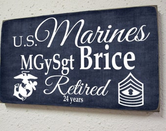 Marines Retirement Sign Marine Corp Military Armed Forces Retiree Gift Usmc License Number 18094