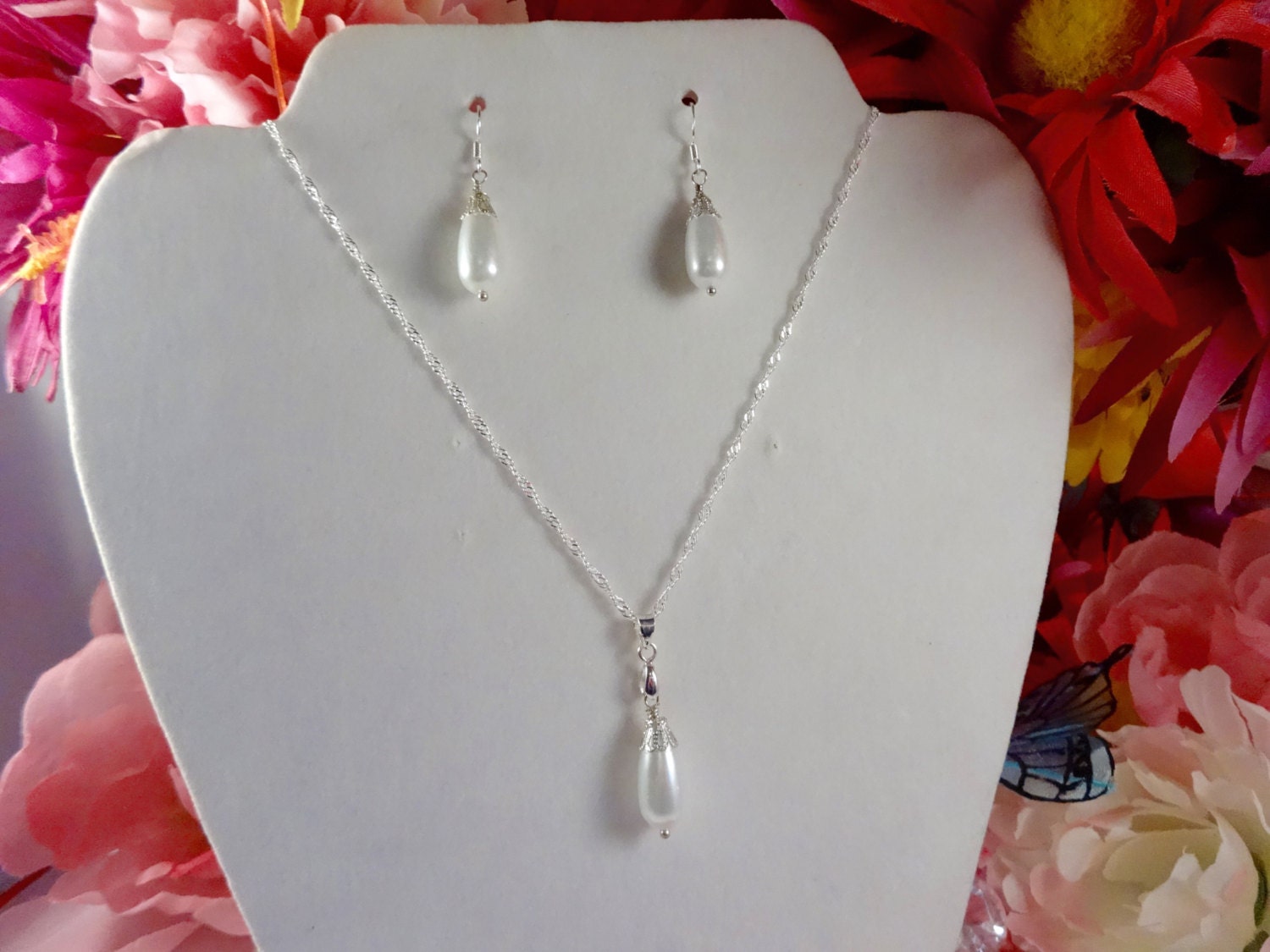 BRIDAL JEWELRY SET Sterling Silver Crystal Swarovski Silver