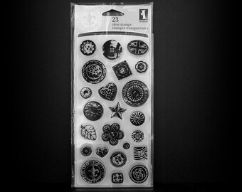 Rubber Stamps, Cling Stamps, Clear Stamps, Button Cling Stamps, 23 Cling Stamps, Buttons, Inkadinkado Stamps, Scrapbook Stamps, Scrapbooking