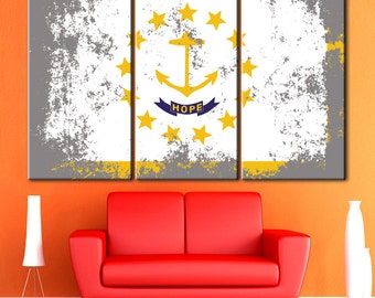 Rhode Island flag, Rhode island art, Rhode island Vintage, Rhode island wall, Rhode island canvas, Rhode island, Rhode island state