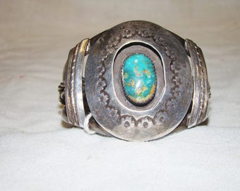 1-O Native American Sterling Turquoise Bracelet