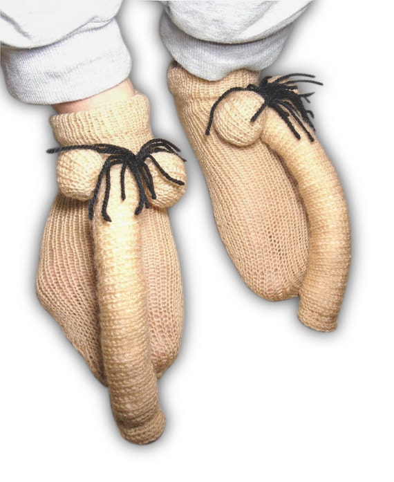 Slippers Knitted Penis Socks Crochet Big Mans Penis-1715