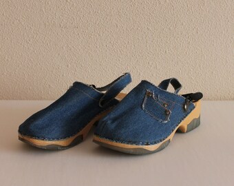 Childrens Shoes Blue Shoes Blue Denim Clogs Girls Shoes Denim Shoes Kids Shoes