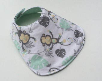 Reversible Baby Bib for Baby Boy - Monkey baby Bib - Baby Bib - Gender Neutral - Monkey Bib - Baby Boy