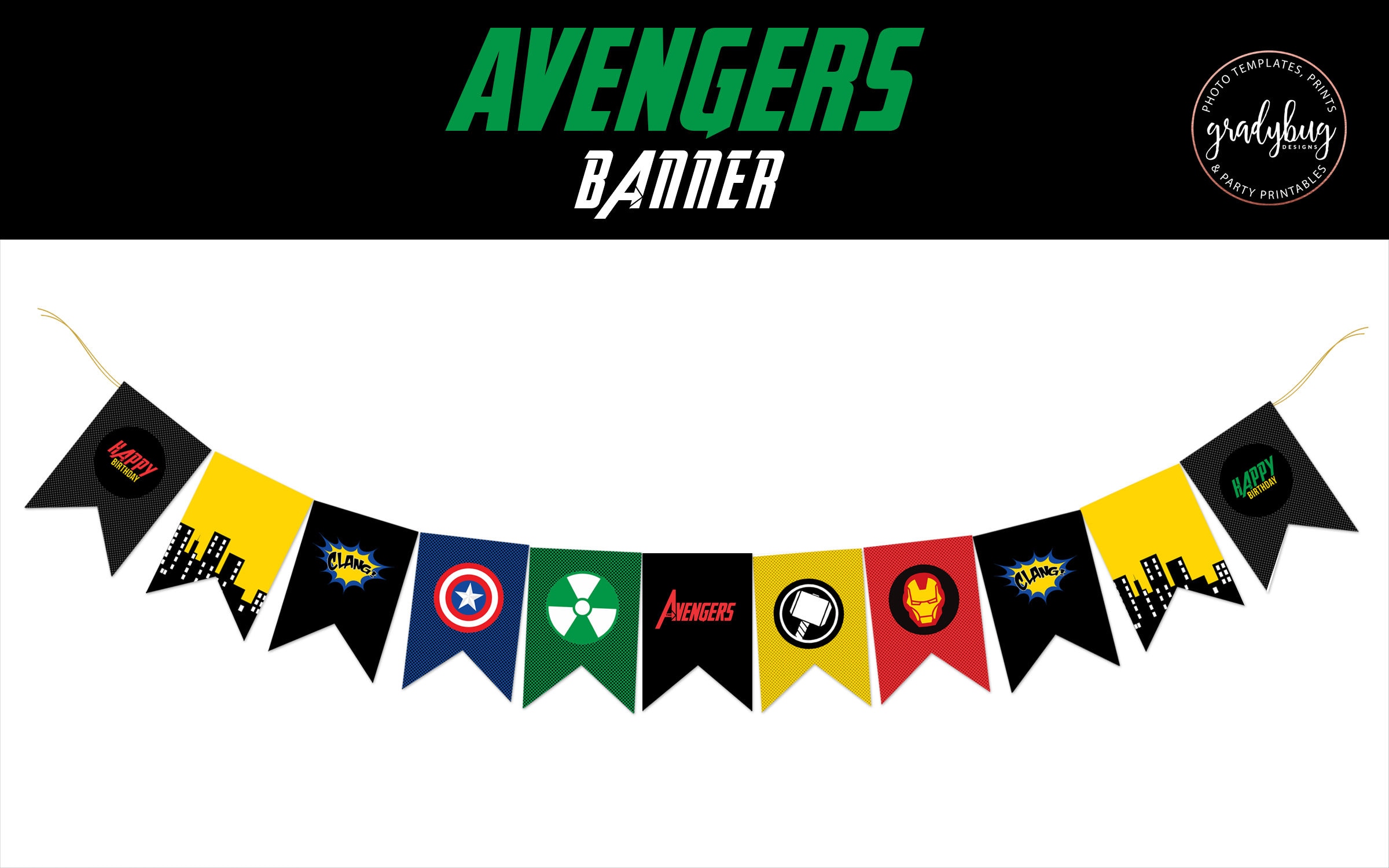 Avengers Party Banner Avengers Printable Superhero Birthday