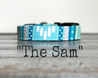 DOG COLLAR, The SaM, Aztec, Aqua, Turquoise, Cute Dog Collars, Dog Collar for Boys, Dog Collars for Girls