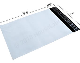 200 Bags Houselabels 7.5X10.5 White Poly Mailers 2.35 Mil thick Self Seal Waterproof Envelope Shipping Bags