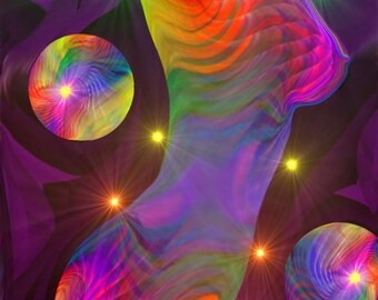 Chakra Art, Female Rainbow Wall Decor, Reiki Energy Art Print "Energy Muse"