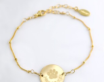 Personalized Paw Prints Bracelet, Dog or Cat Custom Bracelet, Pet Memorial Jewelry, Dog Paw Bracelet, In Memory of Pet Loss, Pet Adoption