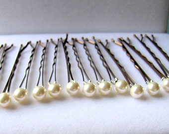 15 Swarovski 6mm Pearl Bridal Bobby Pins