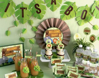 Jungle Safari Theme Baby Shower Printable Party Package Decorations Kit - INSTANT DOWNLOAD