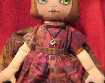 Art Doll, OOAK Cloth Doll, Handmade, Girl Doll, Pixie Doll, Collectible