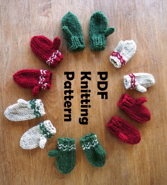 PDF KNITTING PATTERN Mini Mittens Christmas ornament