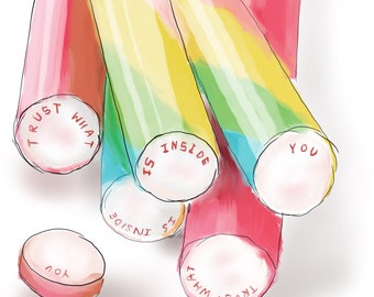 Rock TO THE CORE personalised customisable hand drawn print love friendship rainbow
