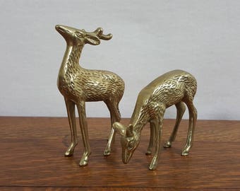 Vintage Brass Deer Figurines