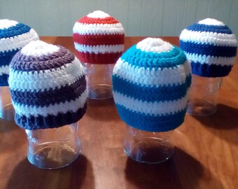 Crochet Striped Beanie Cap Hat Sizes 0-12 months up to 3 Years