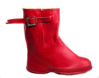 Kid's Red Galoshes - Child Size 1 - Authentic 1950s Children's Rain Boots - 50s Converse Waterproof Rubber - Mid Century Deadstock - 50600-1