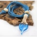 Handmade Lampwork Glass Pendant Necklace - Ocean Drop in Ivory and Turquoise – Copperstone